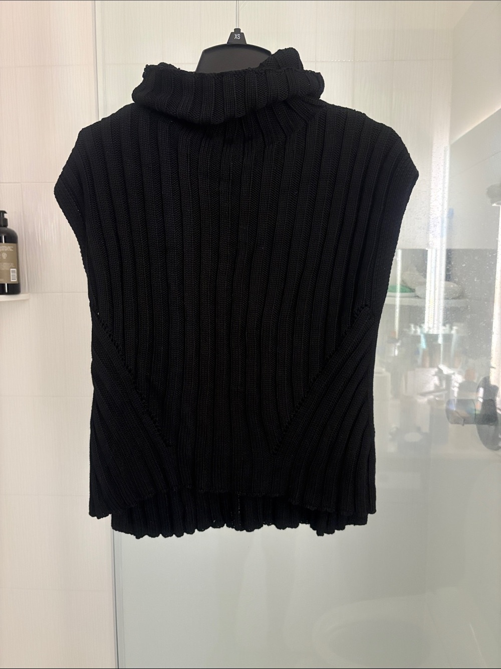 Zara Black Ribbed Sleeveless Turtleneck Sweater